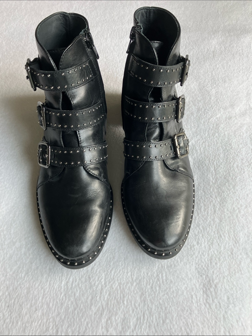 Paul Green Black Leather Ankle Boots